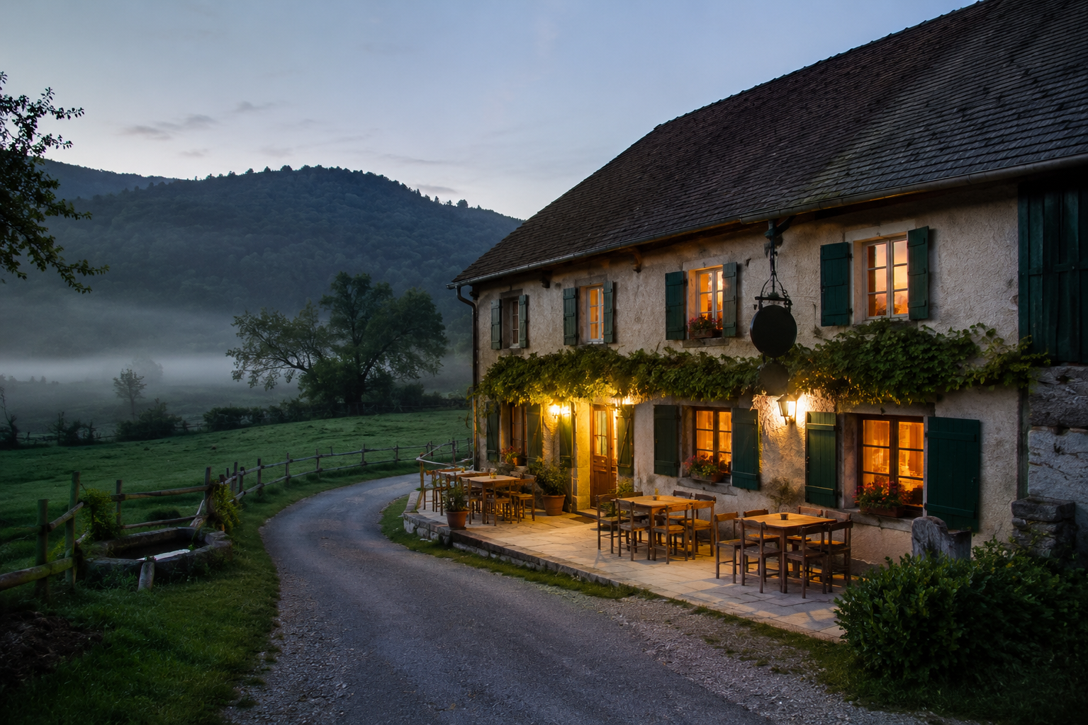 L'Auberge de la Seigne à la tombée du jour